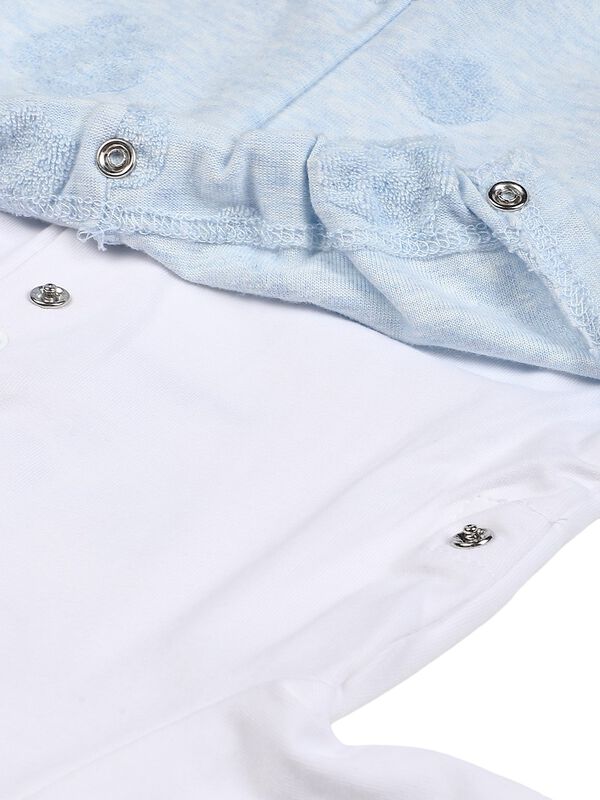 Boys Light Blue Nappy Opening Babysuit image number 3
